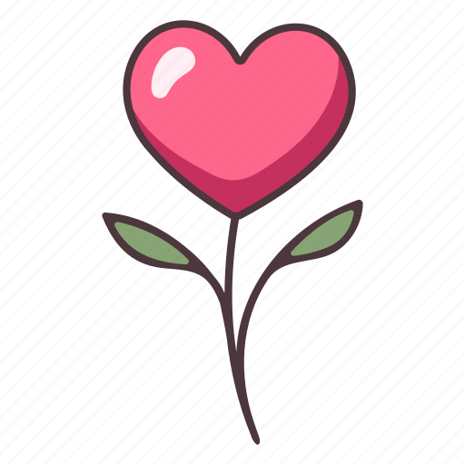 Flower, stalk, floral, beautiful, decorative, heart, leaf icon - Download on Iconfinder