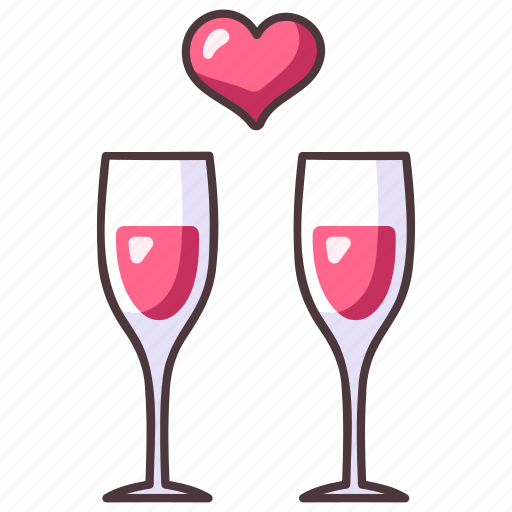 Wine, celebration, drink, glass, valentine, two, anniversary icon - Download on Iconfinder