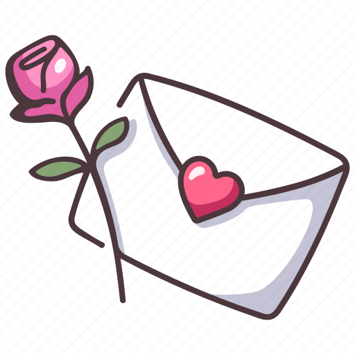 Mail, flower, romantic, love, rose, valentine, romance icon - Download on Iconfinder