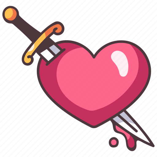 Sword, heart, tattoo, love, sad, break icon - Download on Iconfinder