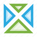 abstract figure, logo mark, triangles, square