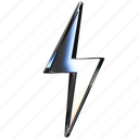 lightning, 3d icon, abstract shape, energy, power, 3d, icons