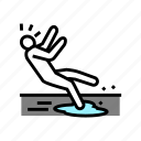 slipped, puddle, man, accident, injury, safety