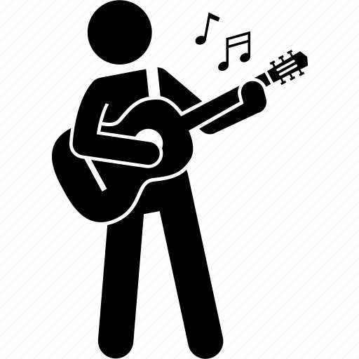 Strum, guitar, guitarist, musician, standing, strap, playing icon - Download on Iconfinder