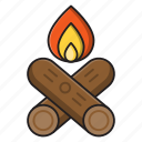 bonfire, campfire, flame, tour, woods