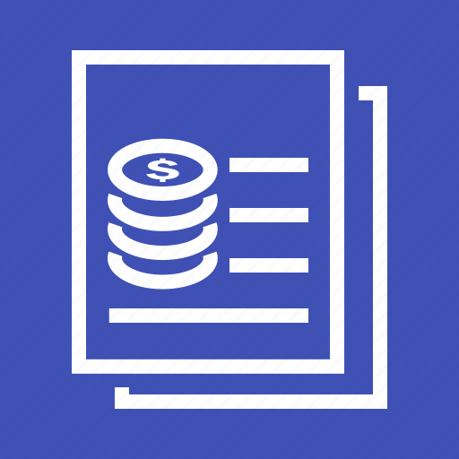 Download Cash, coins, currency, document, invoice, receipt, record icon