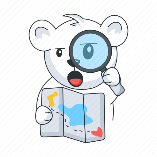 Lost bear, map search, searching location, bear searching, adventure bear icon - Download on Iconfinder