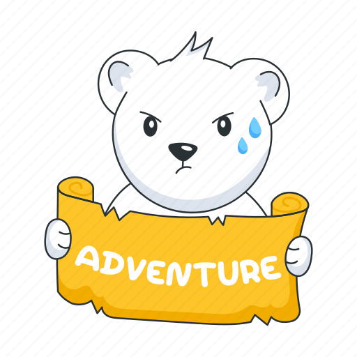 Holding banner, adventure, adventure bear, adventure teddy, angry bear icon - Download on Iconfinder