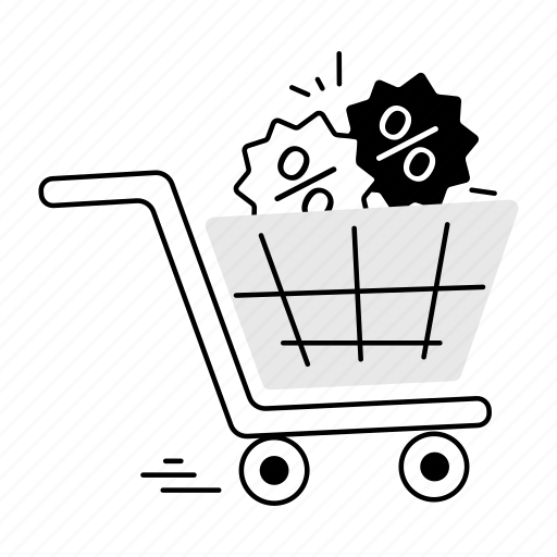 Shopping discount, shopping sale, discount offer, sale offer, shopping trolley illustration - Download on Iconfinder