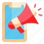 mobile, horn, megaphone, advertise, device, message, marketing icon 