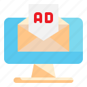 pc, advertise, message, email, envelope, marketing icon
