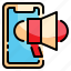 mobile, horn, advertise, smartphone, message, marketing icon 