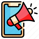 mobile, horn, megaphone, advertise, smartphone, message, marketing icon