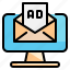 pc, envelop, advertise, message, email, marketing icon 