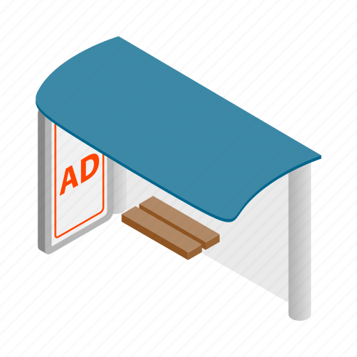 Ad, advertisement, bus, business, isometric, marketing, stop icon - Download on Iconfinder