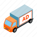 blank, cargo, freight, isometric, lorry, truck, vehicle