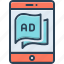 ad, advertisement, blurb, device, marketing, tablet, technology 