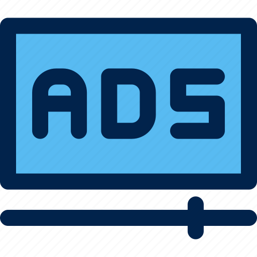 Advertising, blue, ads, video, play, advertisement, promotion icon - Download on Iconfinder