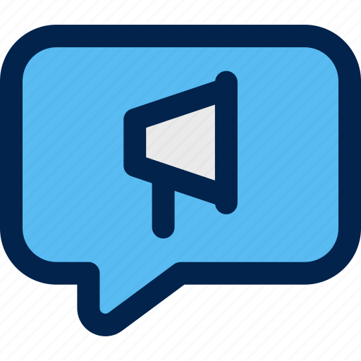 Advertising, blue, chat, marketing, bubble, promotion icon - Download on Iconfinder