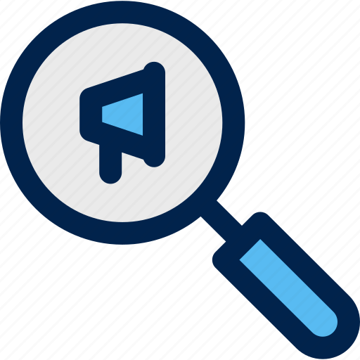 Advertising, blue, seo, optimization, search, magnifier icon - Download on Iconfinder