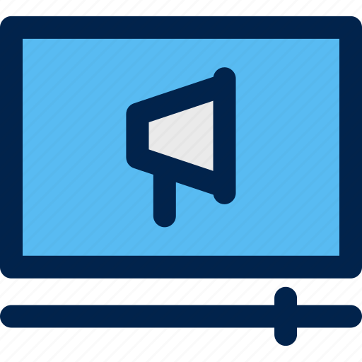 Advertising, blue, video, play, ads, advertisement, promotion icon - Download on Iconfinder