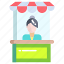 stand, shop, stall, woman