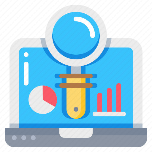 Analysis, graph, laptop, magnify, notebook, research icon - Download on Iconfinder