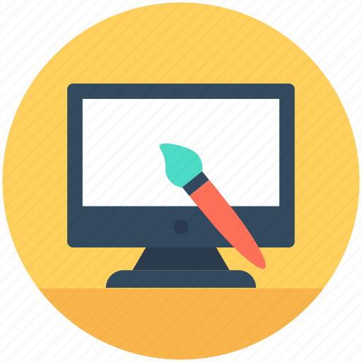 Monitor, paintbrush, web building, web editor, website editing icon - Download on Iconfinder