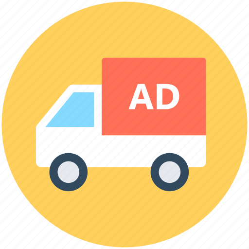 Advertising, advertising van, marketing, mobile billboard, van icon - Download on Iconfinder