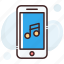 cell phone, mobile, mobile music, mobile playlist, music note 