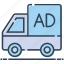 advertisement, advertising van, marketing, transport, van 