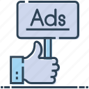 ad board, advertisement, advertising, billboard, hand 