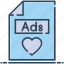 ads, favorite, file, heart, letter, love 