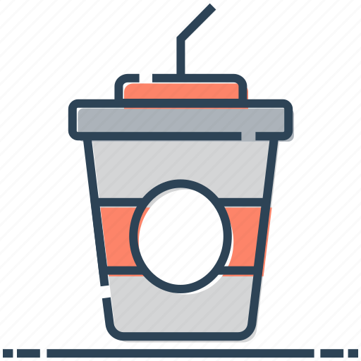 Cold coffee, drink, juice, paper cup, smoothie, straw icon - Download on Iconfinder