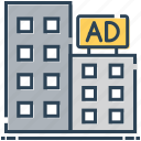 ad, advertising, billboard, building, building ads, screen