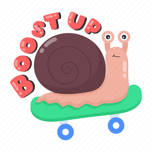 Boost up, fast snail, cute snail, land snail, skateboarding icon - Download on Iconfinder