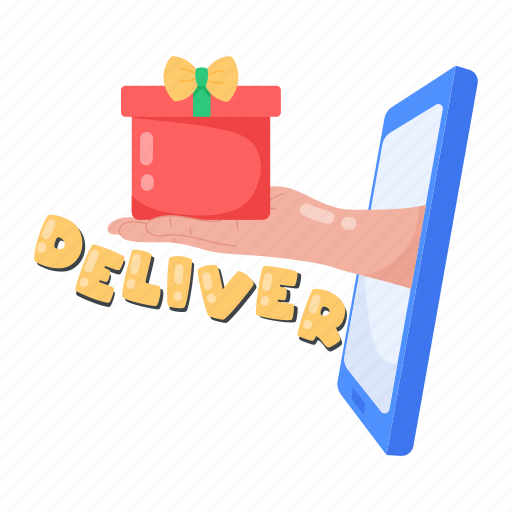 Online gift, gift delivery, online delivery, mobile delivery, online present icon - Download on Iconfinder