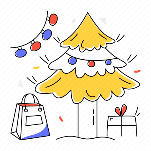 Decorative tree, xmas tree, christmas tree, fir tree, pine tree illustration - Download on Iconfinder