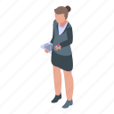 real, estate, woman, agent, isometric