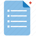 checklist, document, file, list, paper, report