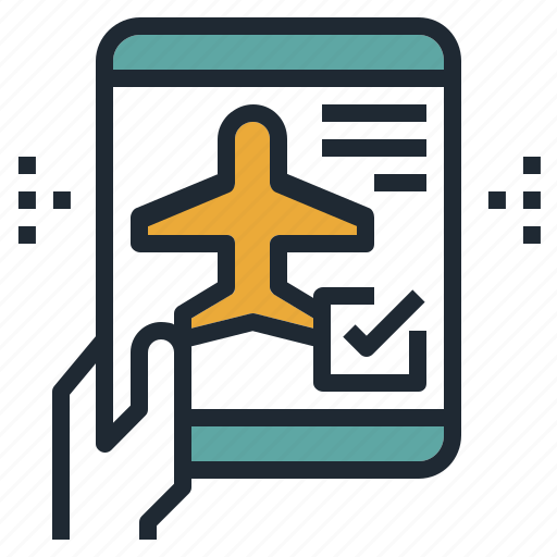 Airplane, check, flight, in, mobile, travel icon - Download on Iconfinder