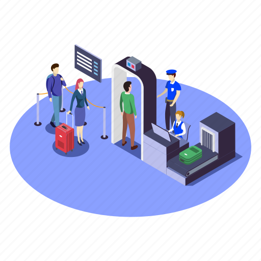 Airport, tourist, security, checkpoint, baggage illustration - Download on Iconfinder