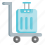 trolley, cart, luggage, moving, baggage, suitcase, travel, airport 