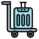 trolley, cart, luggage, moving, baggage, suitcase, travel, airport