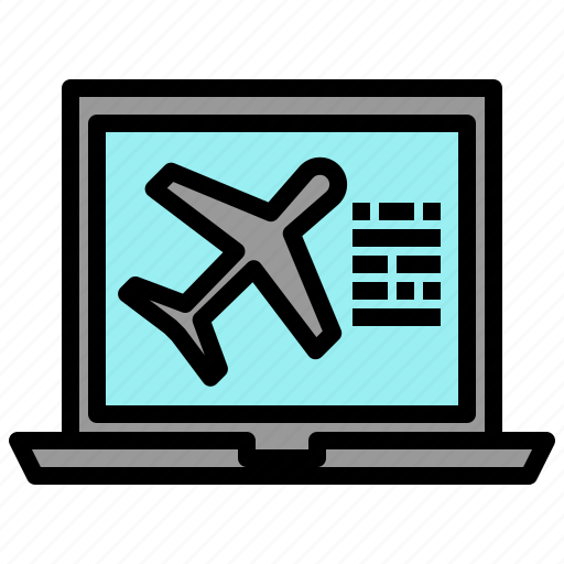 Airline, arrival, booking, laptop, people, tourist, transport icon - Download on Iconfinder