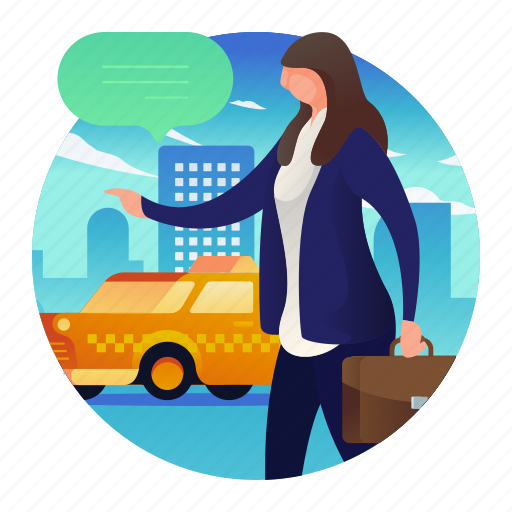 Cab, car, girl, pickup, taxi, transport icon - Download on Iconfinder