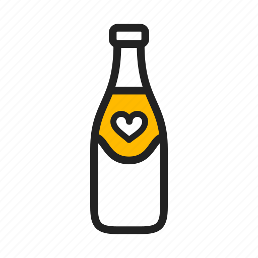 Alcohol, bubbly, champagne, heart, love, valentine day icon - Download on Iconfinder
