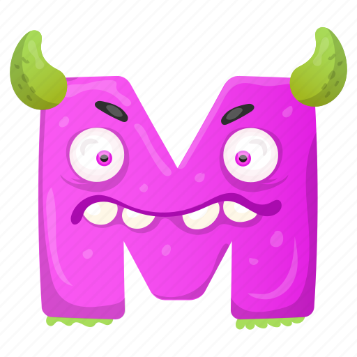 Capital letter, children education, english alphabet, m monster, unhappy m icon - Download on Iconfinder