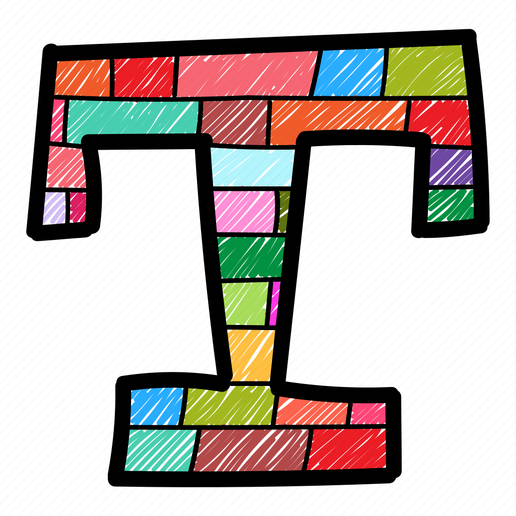 Alphabet letter t, capital letter, capital letter t, colored alphabet