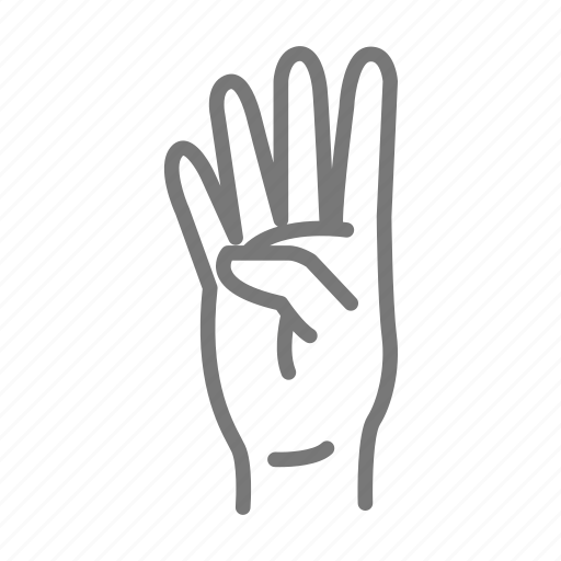 Asl, four, number, sign language, hand icon - Download on Iconfinder
